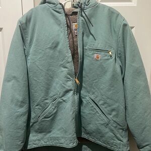 Carhartt Teal Sherpa-lined jacket